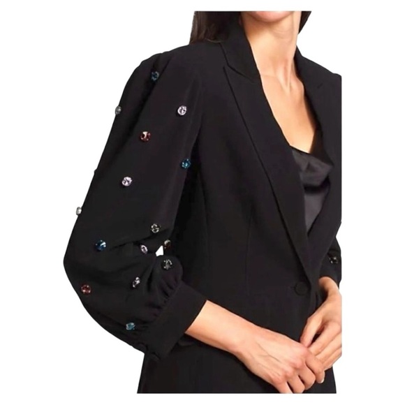 Cinq a Sept Amie Bejeweled 3/4” Puff Sleeve Tailored Fitted Blazer Size 4 NEW - Picture 6 of 15